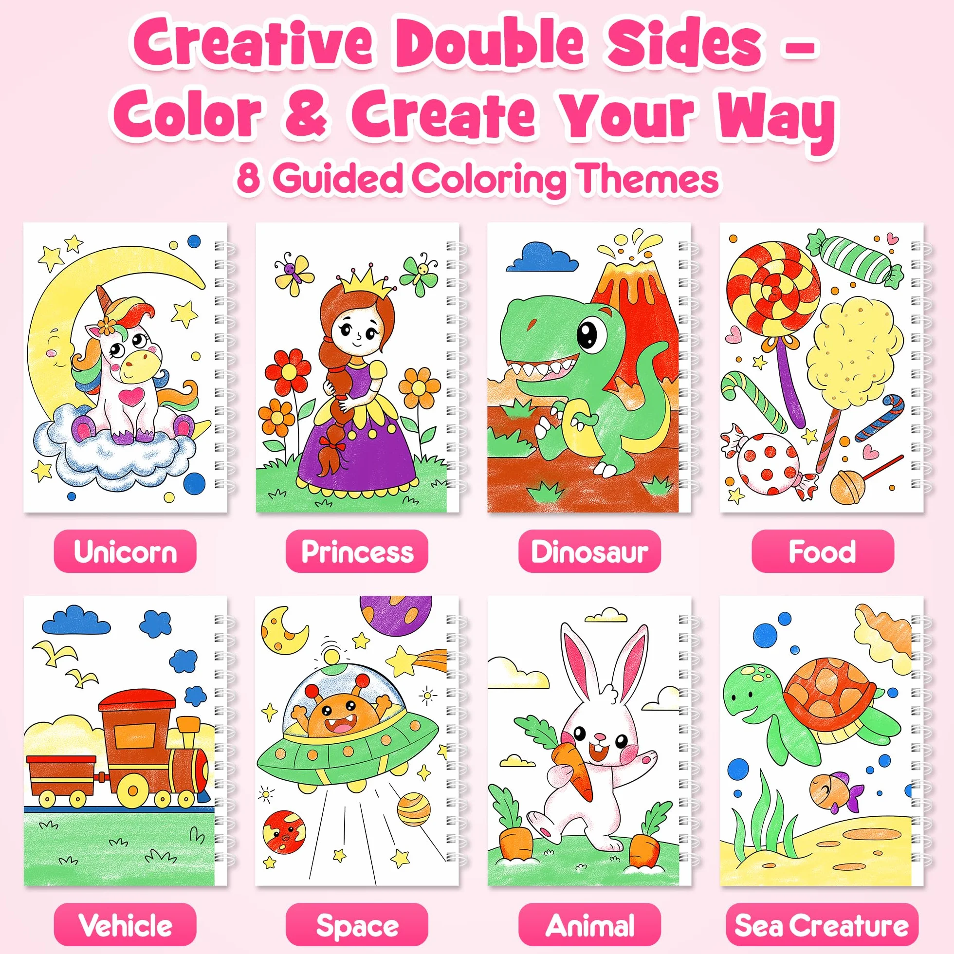 Mocoosy Juego de 24 cuadernos para colorear y Scratch Art para niños, kit de dibujo de papel arcoíris de doble cara