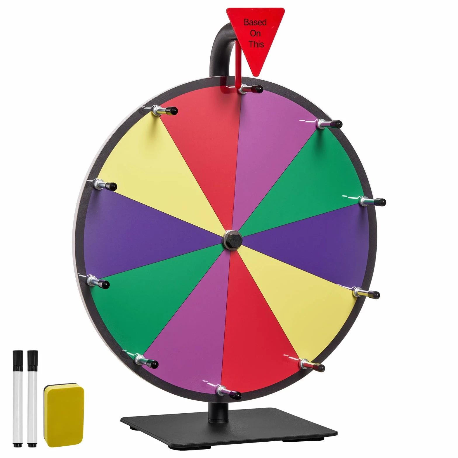 VEVOR Rueda de la Fortuna Interactiva, 10 Ranuras, Soporte, Ruleta Ganadora, 300 x 160 x 390 mm