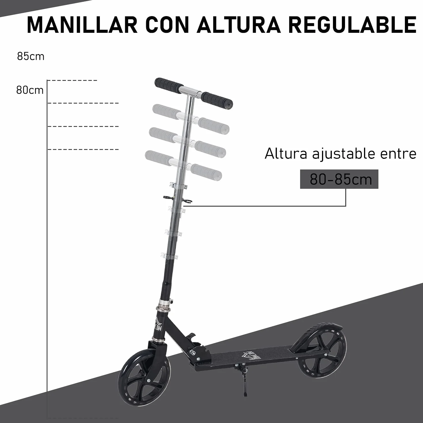 HOMCOM Patinete Plegable para Niños +3 Años Scooter Infantil Manillar Ajustable 4 Niveles 88x37x75-100 cm