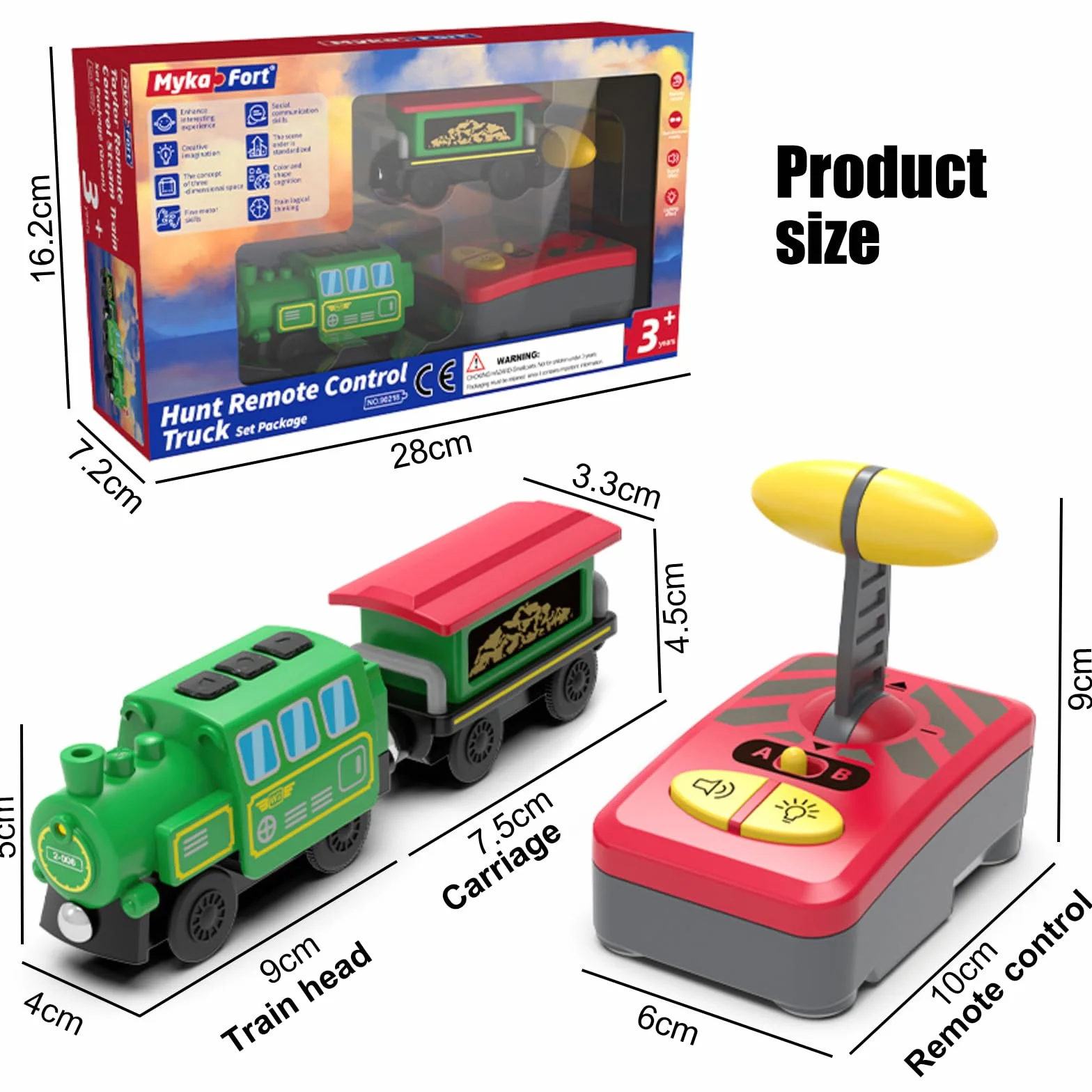OBEST Tren Electrico Teledirigido para Niños con Luz y Sonido, Motorizado Magnético Control Remoto