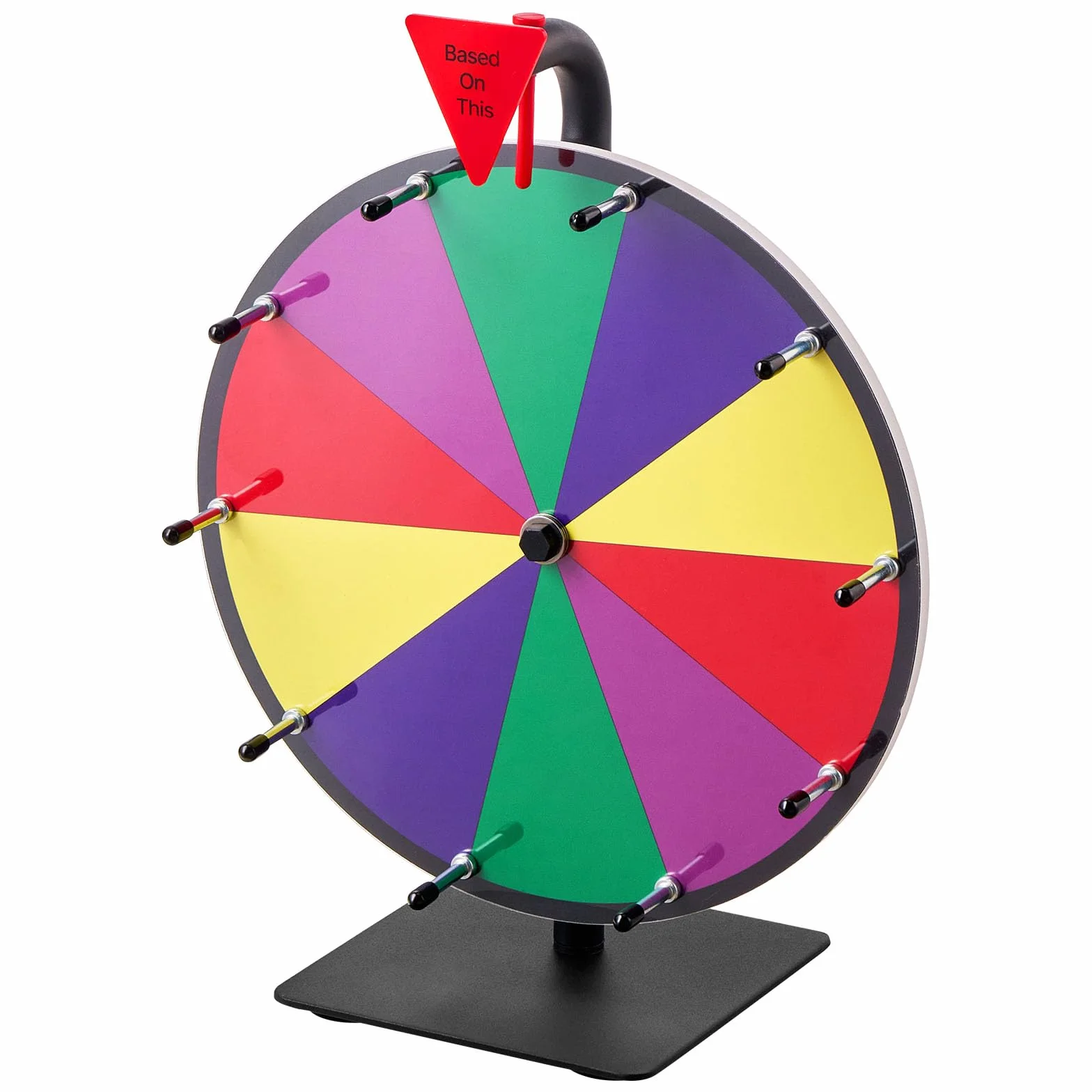 VEVOR Rueda de la Fortuna Interactiva, 10 Ranuras, Soporte, Ruleta Ganadora, 300 x 160 x 390 mm