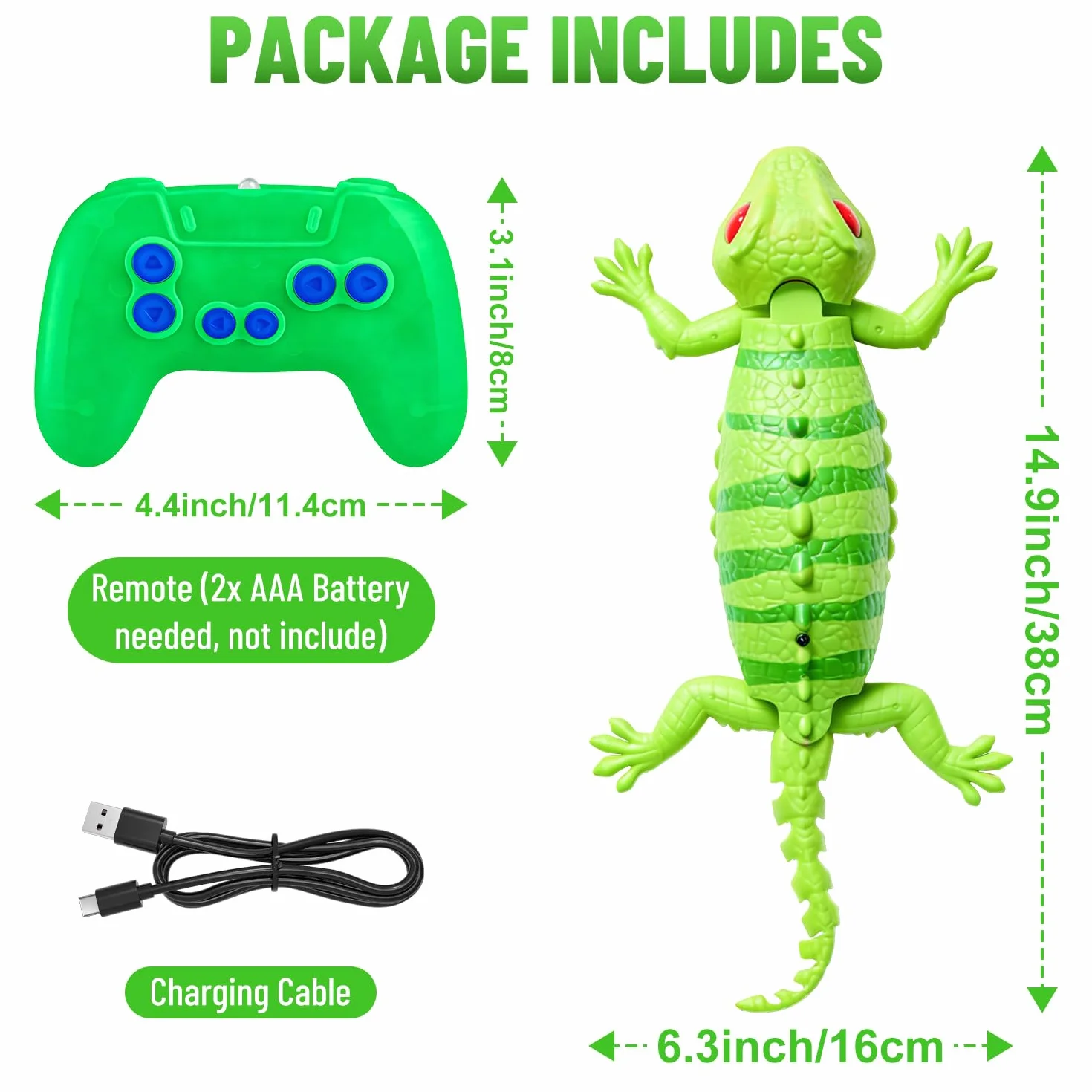 Robot de control remoto recargable Gecko que brilla en la oscuridad que trepa las paredes