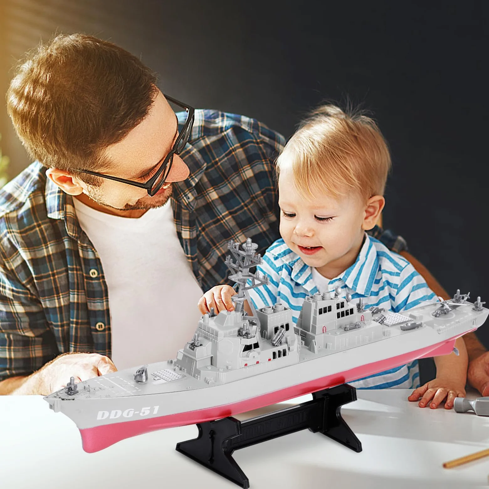 Modelo de Barco de Guerra Juguete Estático Plástico Resistente Decorativo Maqueta Naval