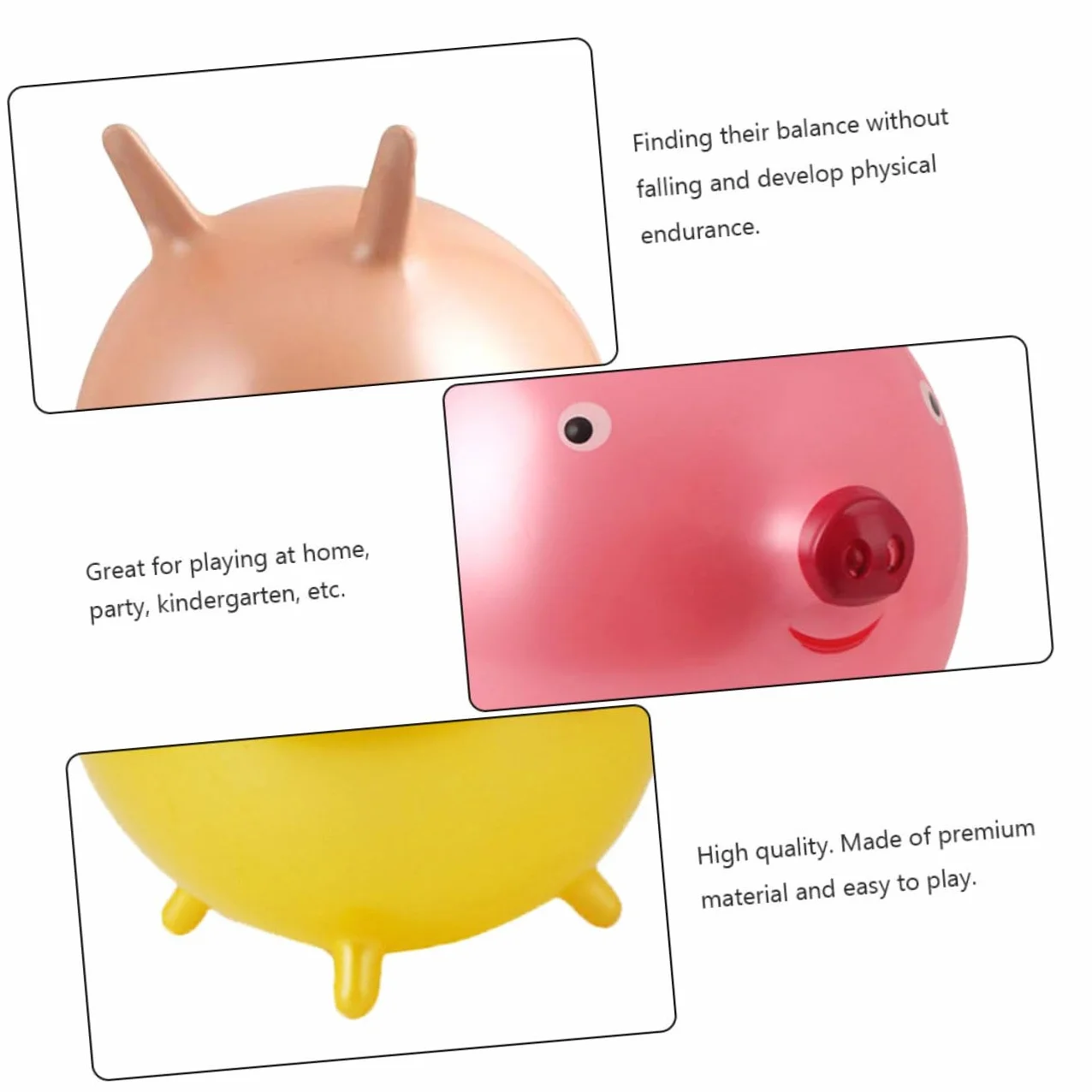 Pelota para Saltar Gruesa de PVC para Niños Forma de Cerdito con Asas Tipo Orejas