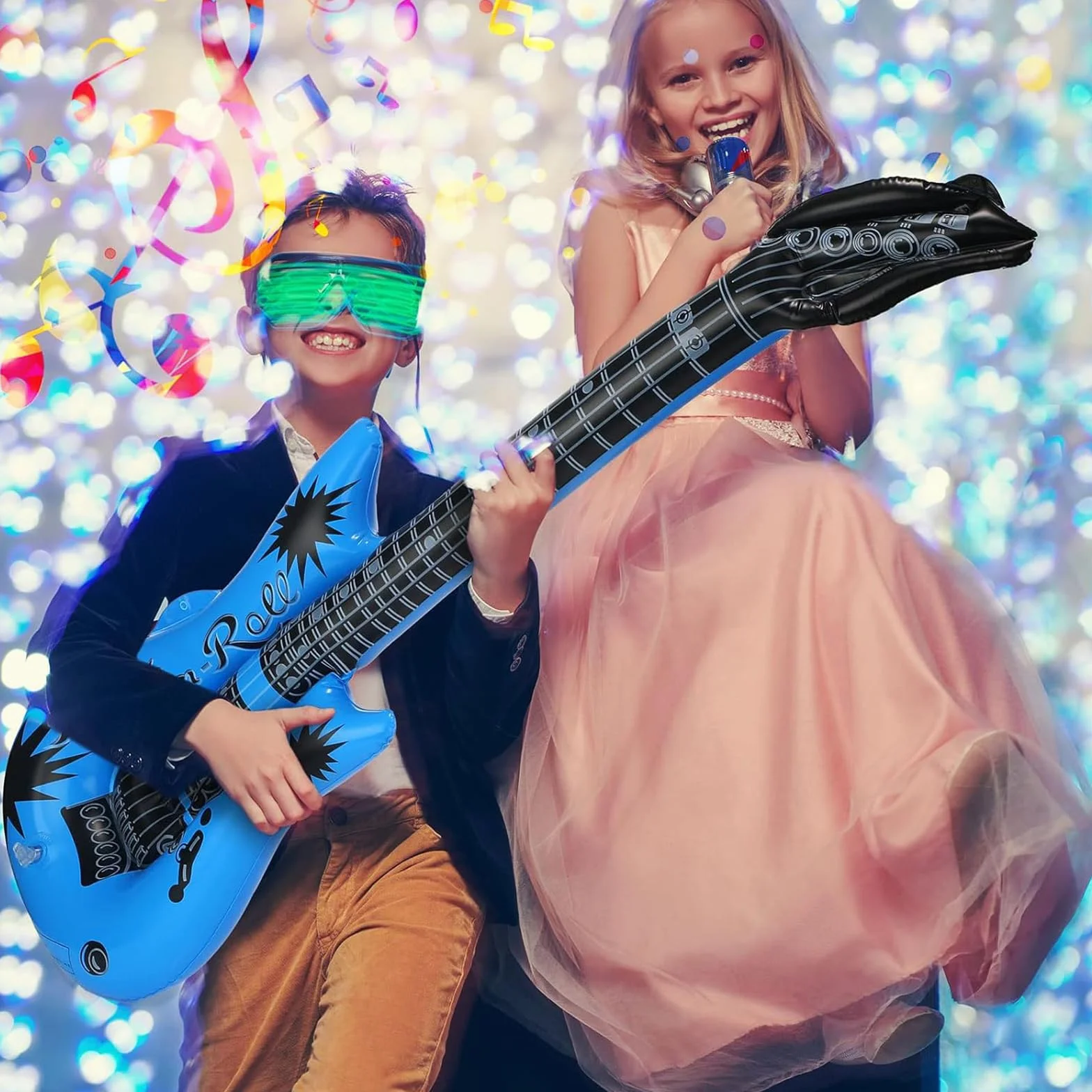 Fotobox Accessoires 9 Stück aufblasbares 90 cm Luftgitarren für Mottoparty Geburtstagsfeiern