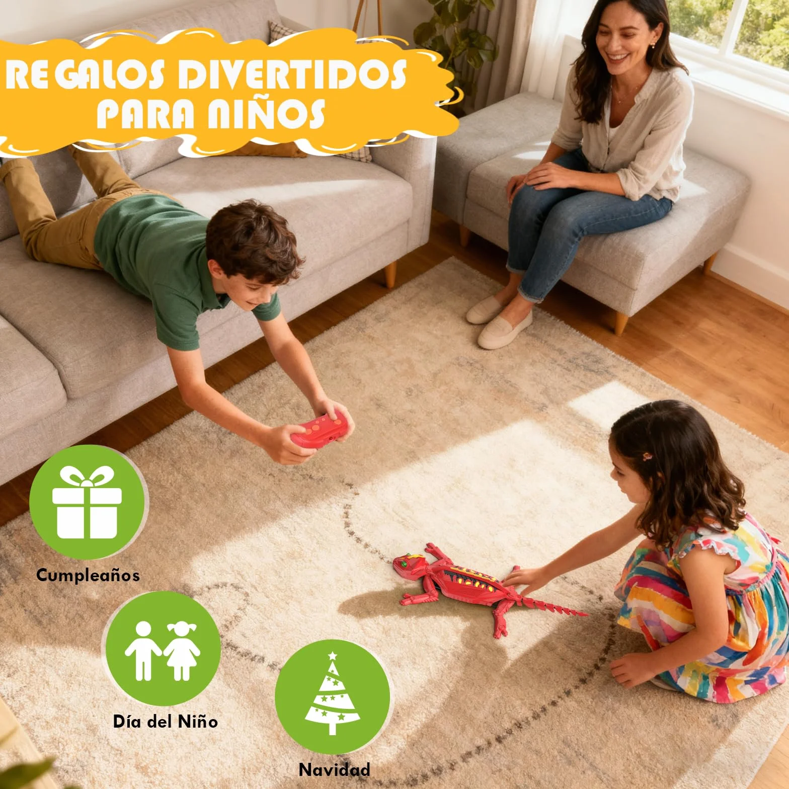 Weinsamkeit Lagartija Teledirigida 360° con Luz – Gecko Recargable para Niños 3-12 Años, Trepa Paredes y Gira 360
