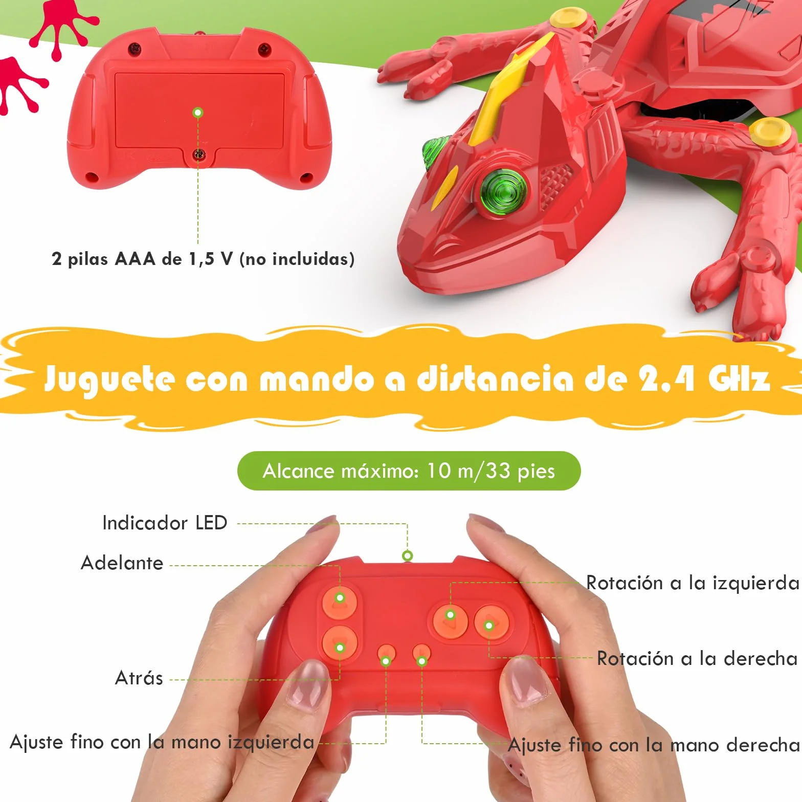 Weinsamkeit Lagartija Teledirigida 360° con Luz – Gecko Recargable para Niños 3-12 Años, Trepa Paredes y Gira 360