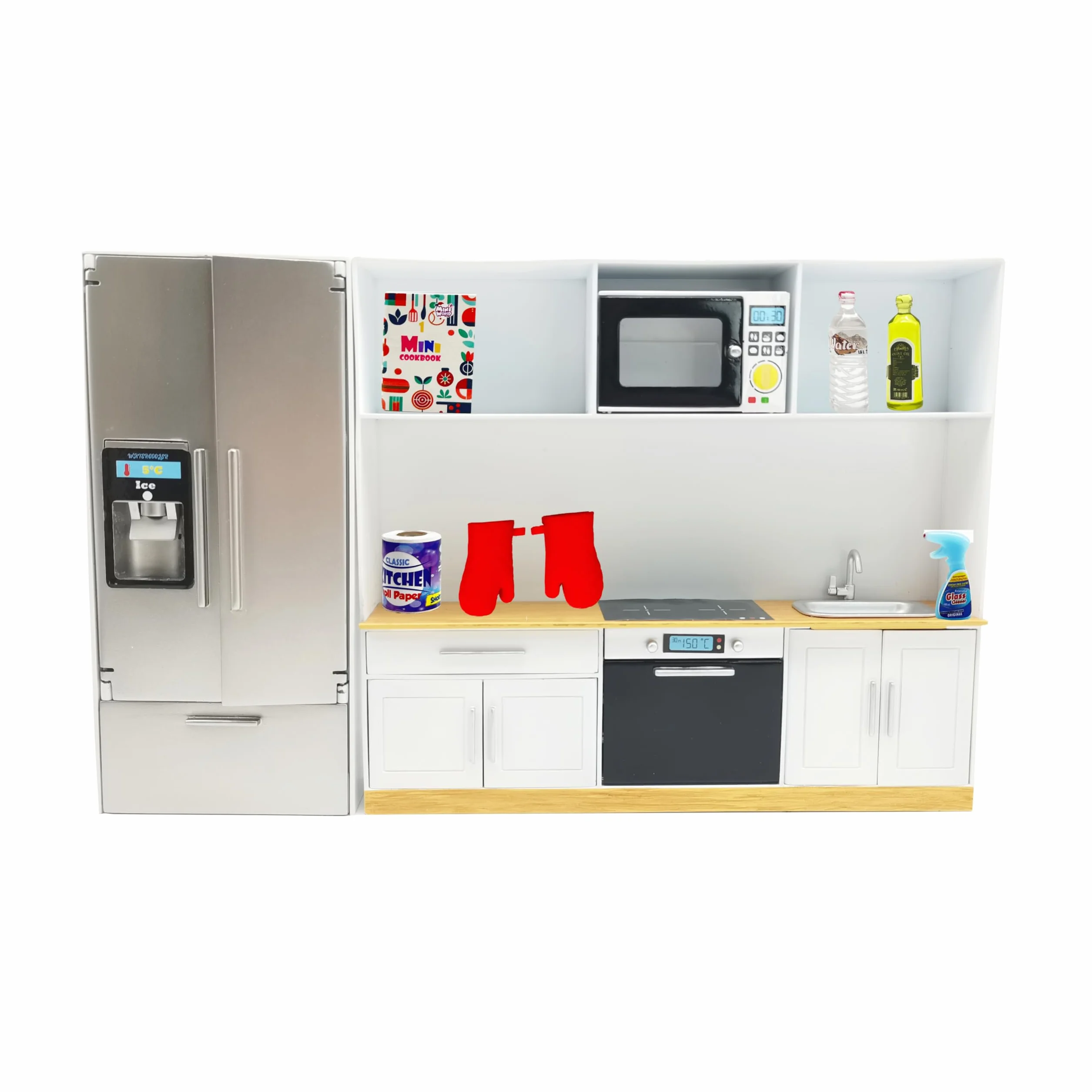 Bizak Mini World Playset Cocina, Set de Cocina con Horno, Microondas, Frigorífico, Dispensador de Hielo y Accesorios, Niños y Niñas +6 Años