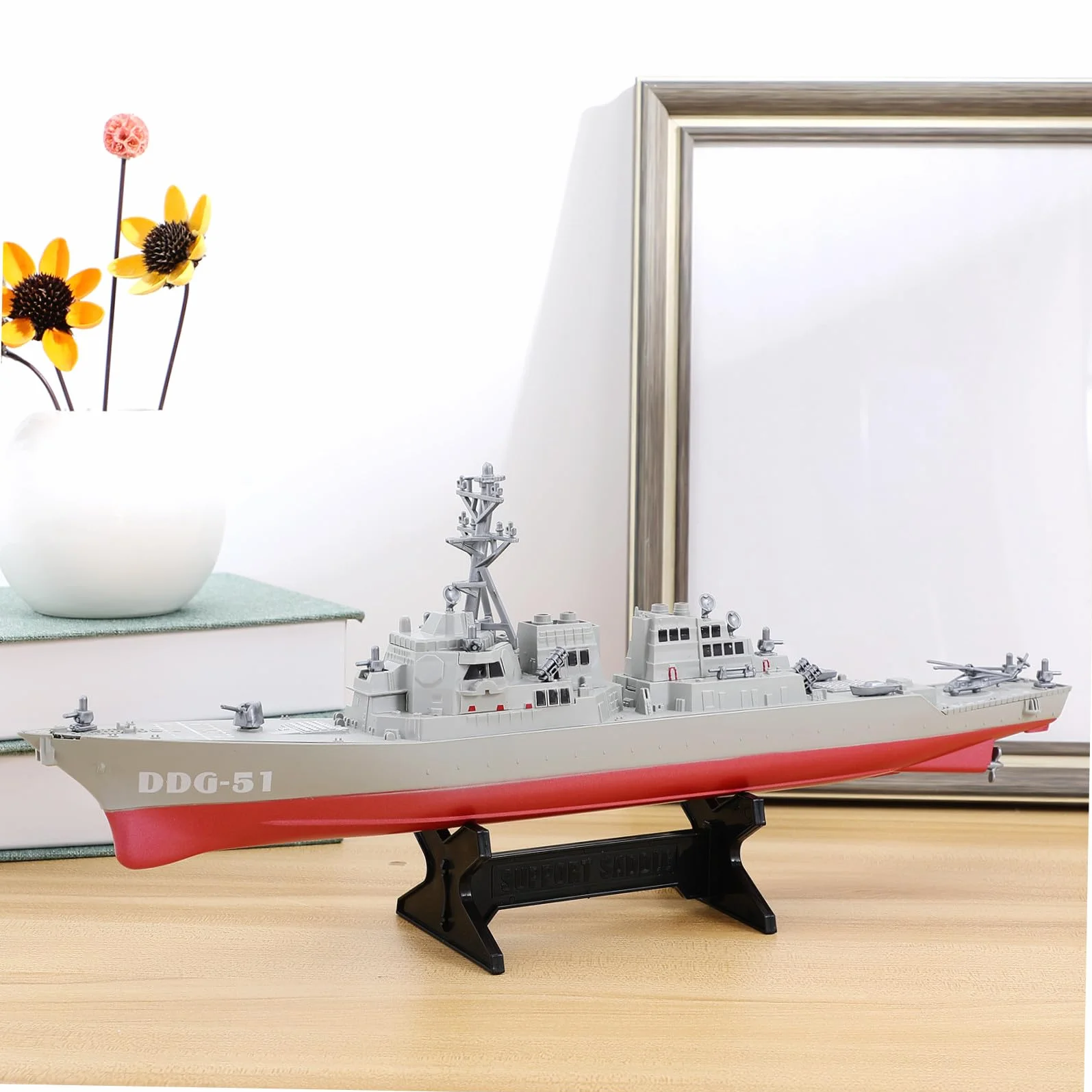 Modelo de Barco de Guerra Juguete Estático Plástico Resistente Decorativo Maqueta Naval