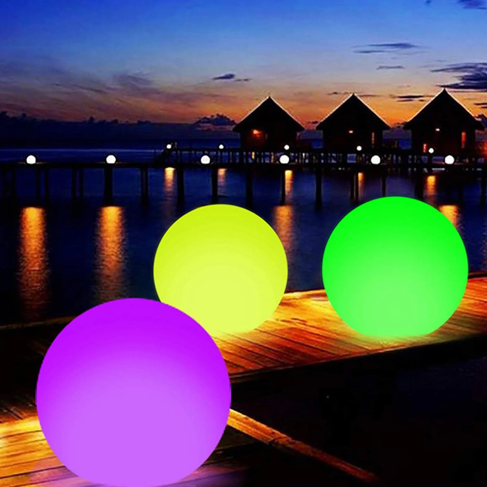 DAZZTIME Pelota Gigante Hinchable LED 2 Piezas Luz de Piscina Juegos de Agua