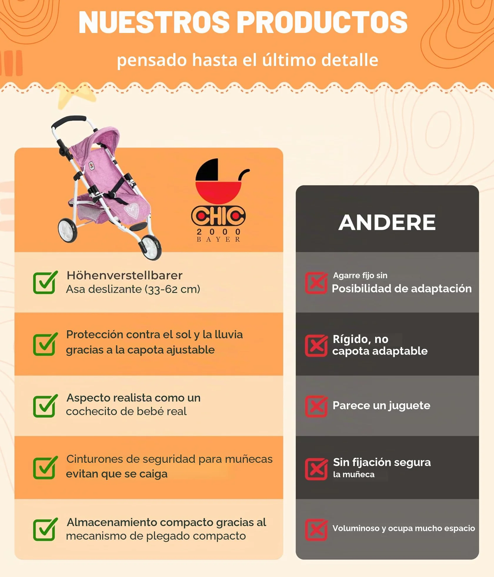 Bayer Chic 2000 Cochecito de muñecas Lola joggy rosa