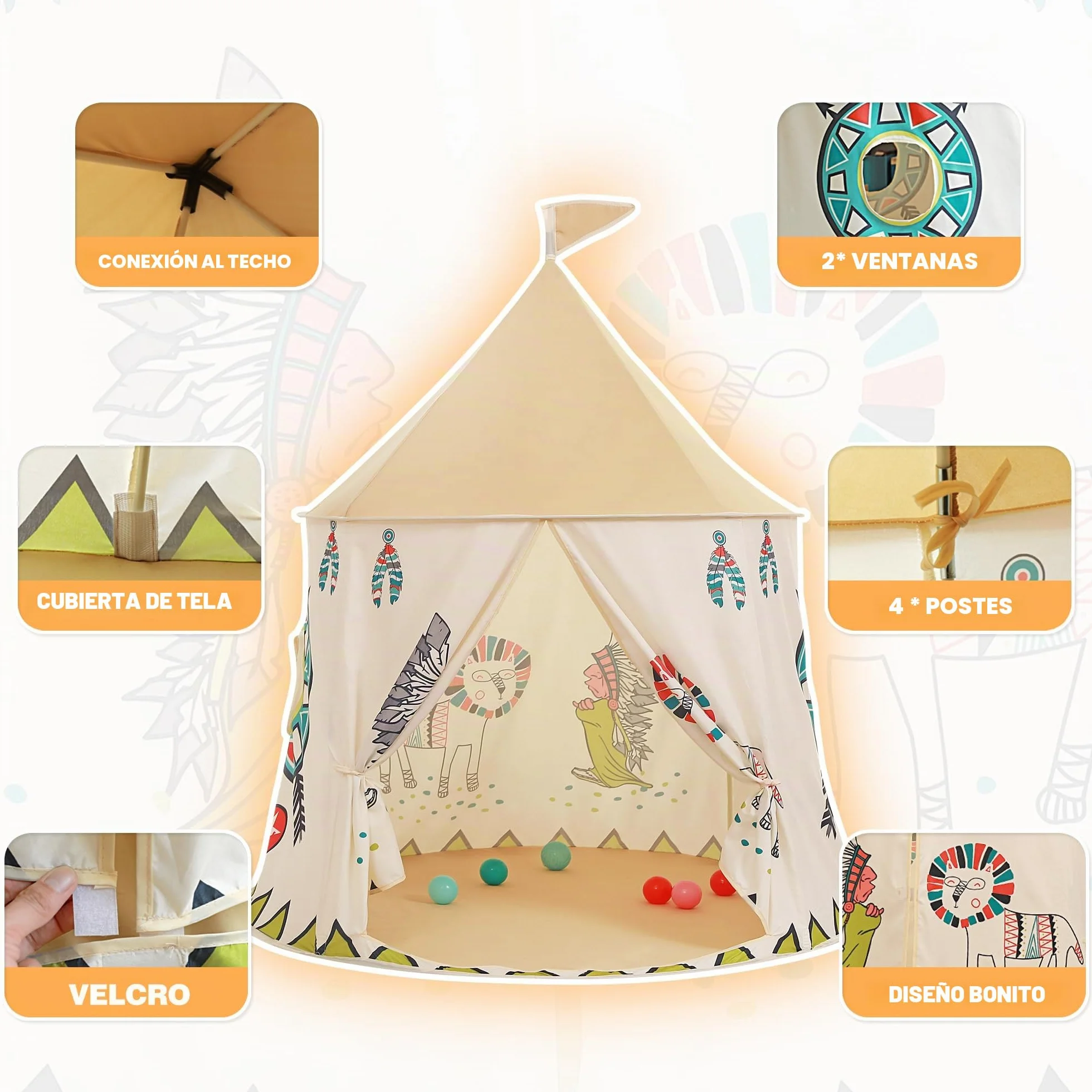 Tienda de Juegos para niños Carpa Tipi Castillo de Princesa EN71