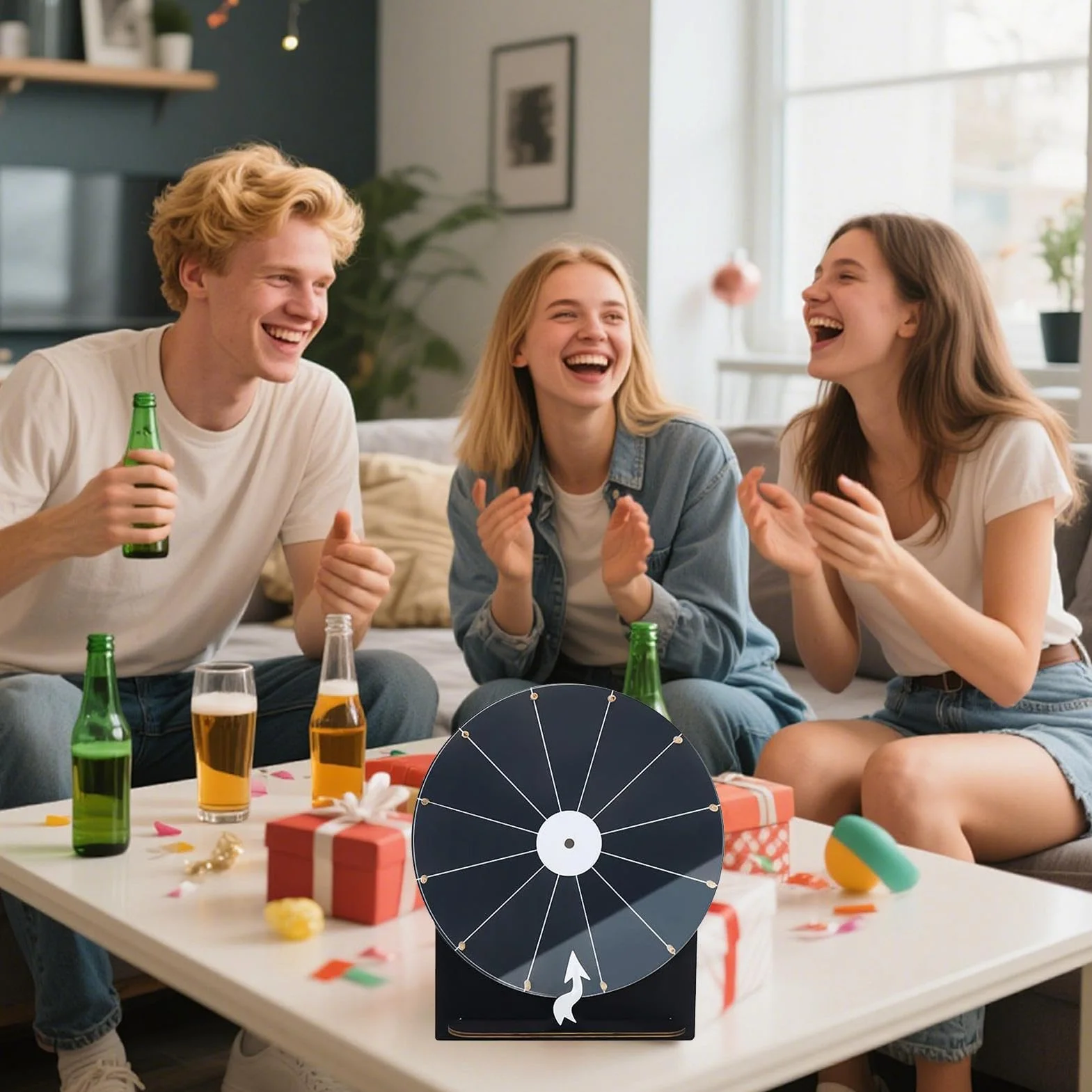 Ruleta de la fortuna de madera 28 cm accesorio de juego para adultos jóvenes aulas fiestas