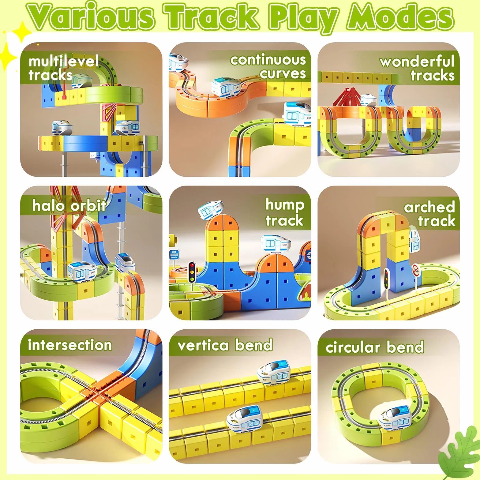 Tren Eléctrico Juguete Niños 125 Pcs - Pista de Carreras DIY Cube Track 3D - Set Tren con Locomotora y Vías - Regalo 3-8 Años