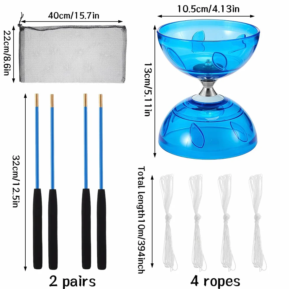 Diábolo LED con rodamiento de bolas, 3 rodamientos, palos y cuerda, juego de malabares para principiantes