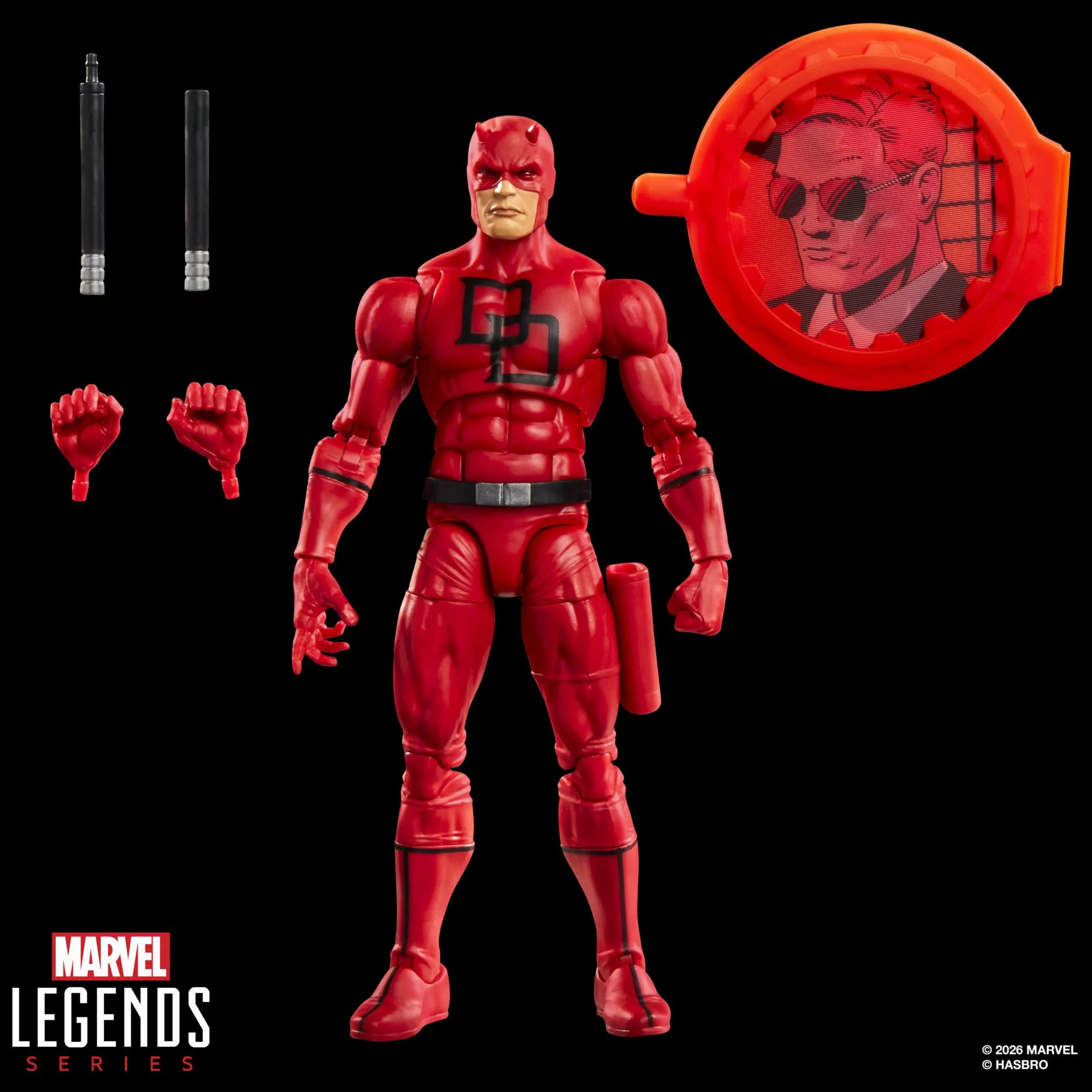 Marvel Legends Series Secret Wars Daredevil Figura Retro Coleccionable 15 cm Escudo Lenticular Inspirada Cómics Marvel