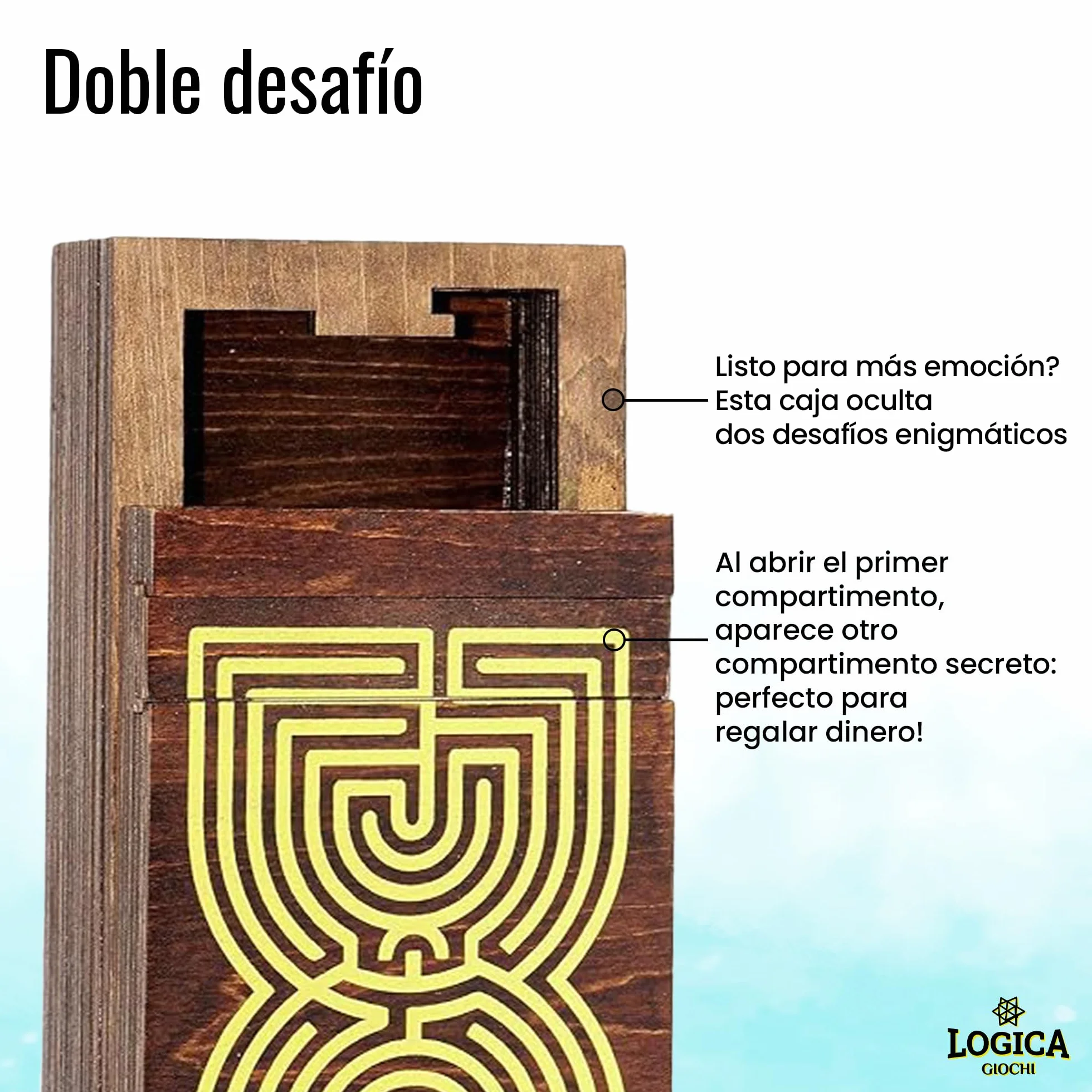 Logica Juegos Cofre Laberinto Rompecabezas de Madera Caja Secreta Dificultad 5/6 Colección Leonardo da Vinci