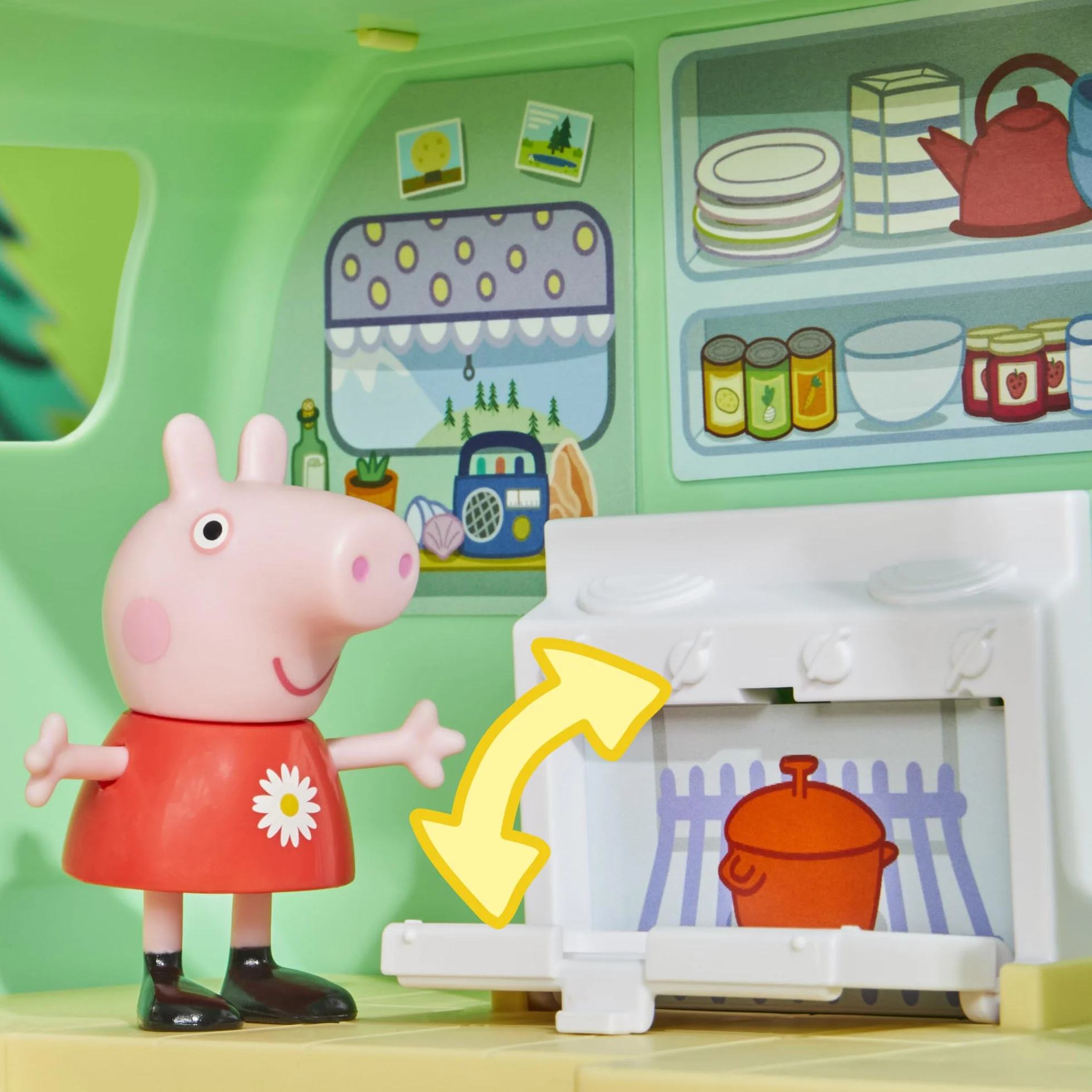Peppa Pig Set de Juego Aventura en Carretera Caravana de Juguete con 3 Figuras Peppa George y Birgit para Niños 3 Años o Más
