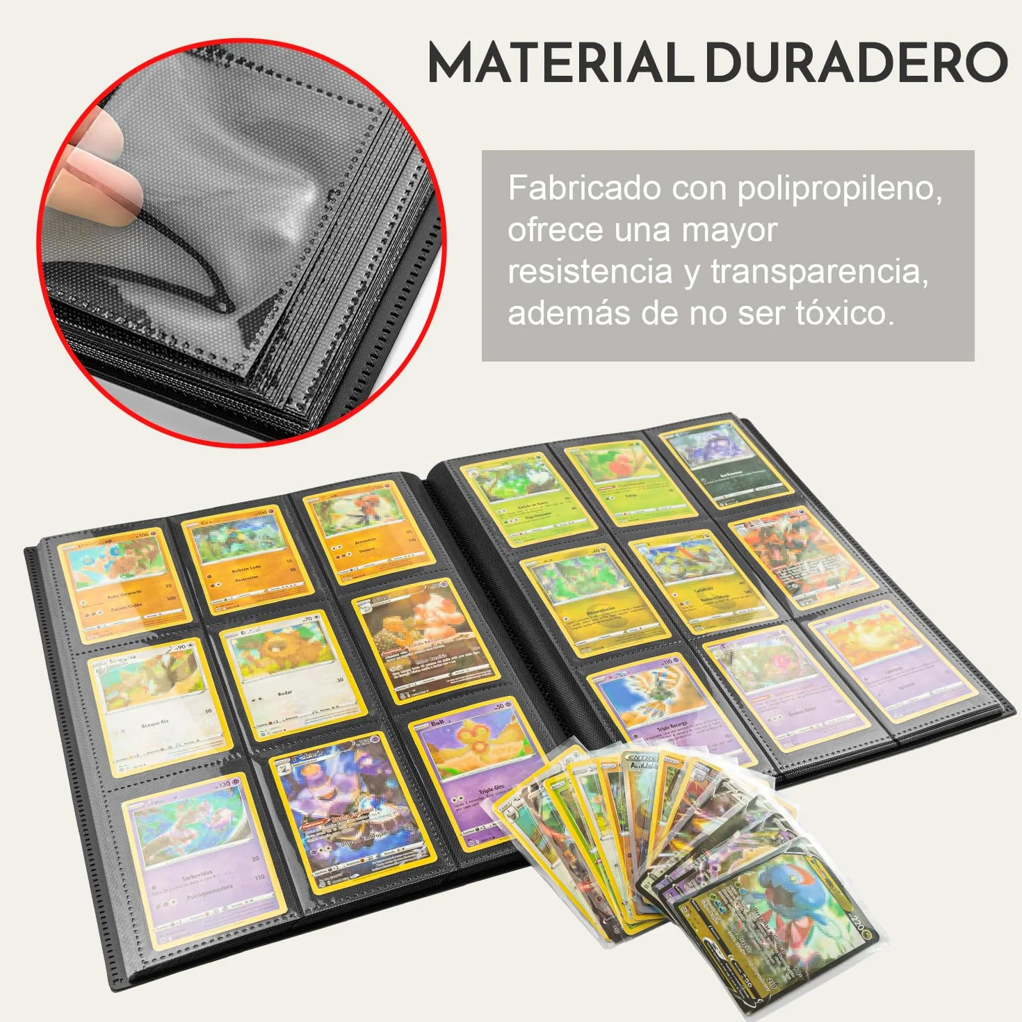 Álbum para Cartas Coleccionables 540 Bolsillos 600 Fundas Impermeable Inserción Lateral Anticaídas Yu Gi Oh MTG Lorcana