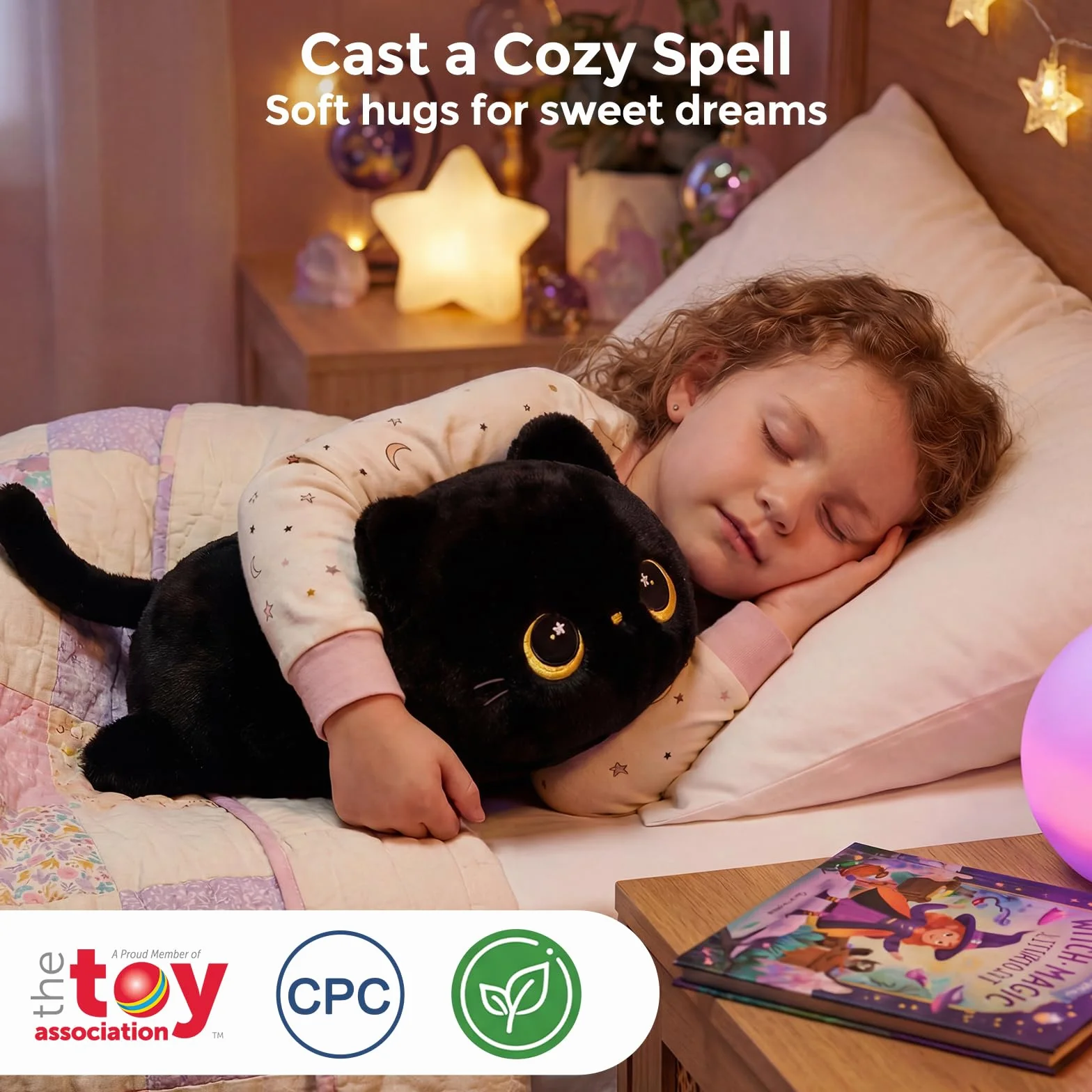 Mewaii Almohadas de Peluche Gato Negro Kawaii Cojines para Niños